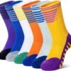 Kids Boys Athletic Socks Sport Basketball Crew Soft Cotton Breathable Youth Casual Socks 6 Pairs