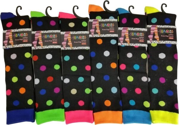 6 Pairs Women's Fancy Design Multi Colorful Patterned Knee High Socks