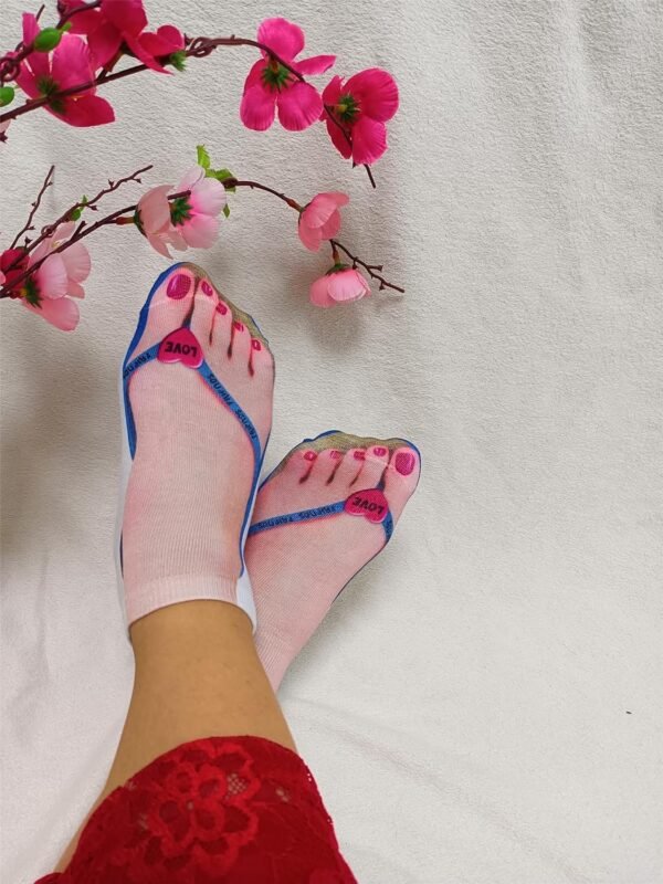91sxWMmO-dL._AC_SL1500 3D Manicure Print Socks Funny Flip Flop Socks 3D Pattern Socks Sandal Socks Low Cut Ankle Silly Socks- A Gag Gift