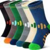 Kids Boys Athletic Socks Sport Basketball Crew Soft Cotton Breathable Youth Casual Socks 6 Pairs