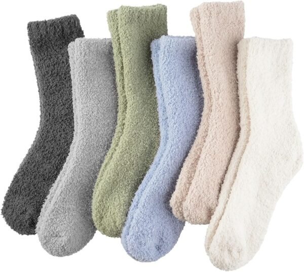 Plush Slipper Socks Women - Colorful Warm Fuzzy Crew Socks Cozy Soft for Winter Indoor