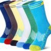 Kids Boys Athletic Socks Sport Basketball Crew Soft Cotton Breathable Youth Casual Socks 6 Pairs