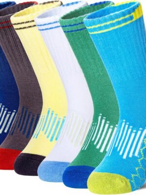Kids Boys Athletic Socks Sport Basketball Crew Soft Cotton Breathable Youth Casual Socks 6 Pairs