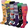 6 Pairs Women's Fancy Design Multi Colorful Patterned Knee High Socks