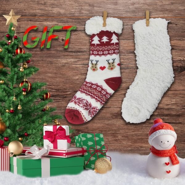 Slipper Socks for Women with Gripper - Winter Non Slip Thick Fuzzy Socks - Warm Cozy Christmas Gift