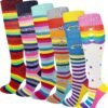 6 Pairs Women's Fancy Design Multi Colorful Patterned Knee High Socks